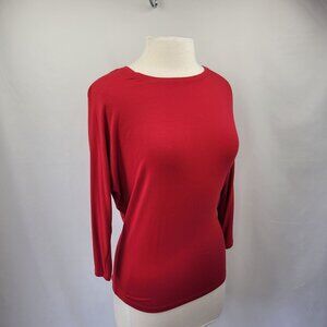 Tahari 3/4 Dolman Sleeve Top Red Size XS